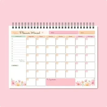 Planner mensal blocado floral