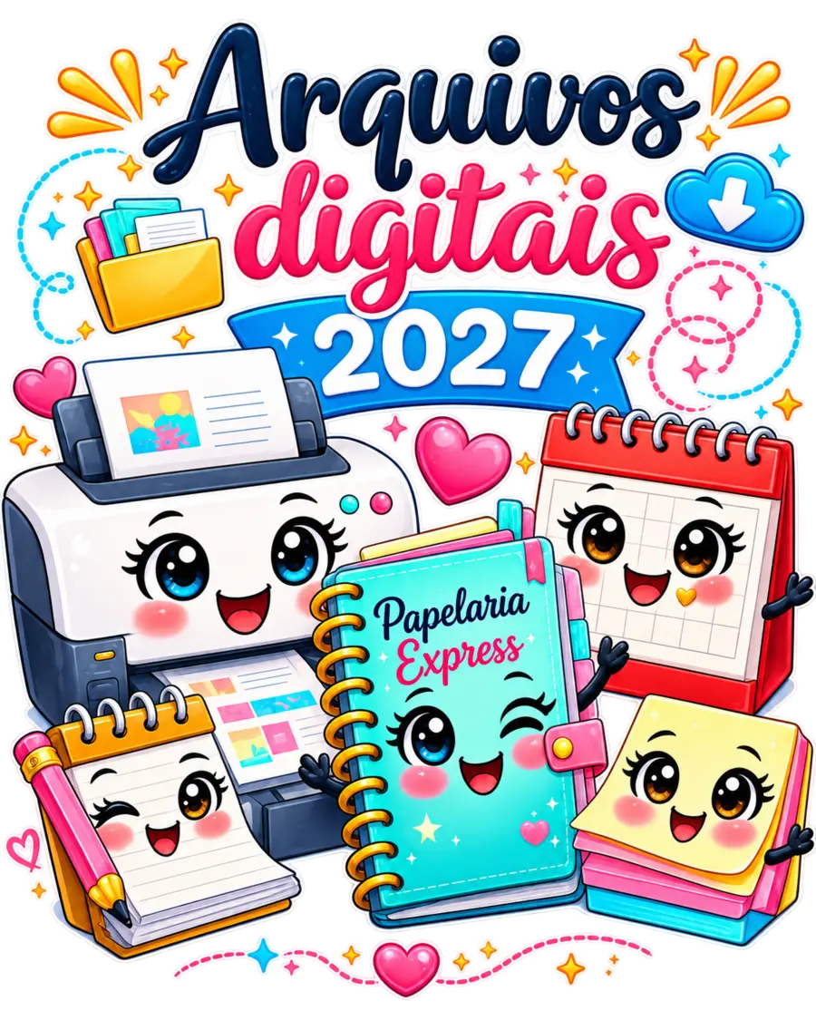 Arquivos digitais 2027 para papelaria personalizada